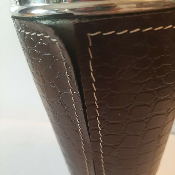 Vintage Stainless Steel and Brown Leather Cocktail Shake with Strainer India - Picture 4 of 12
